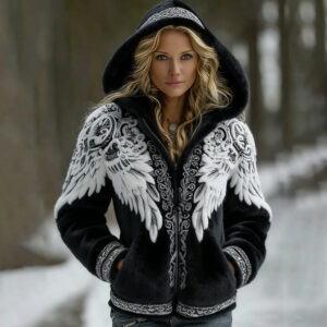 3D Digital Print Fashionable Retro Zip-Up Hoodie